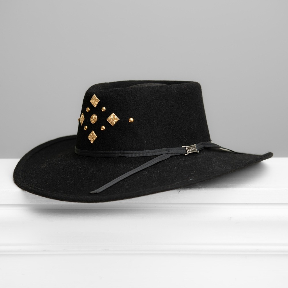 Eddy Bros Embellished Cowgirl Hat Sz M Gold Studded Western Edgy Festival Boho